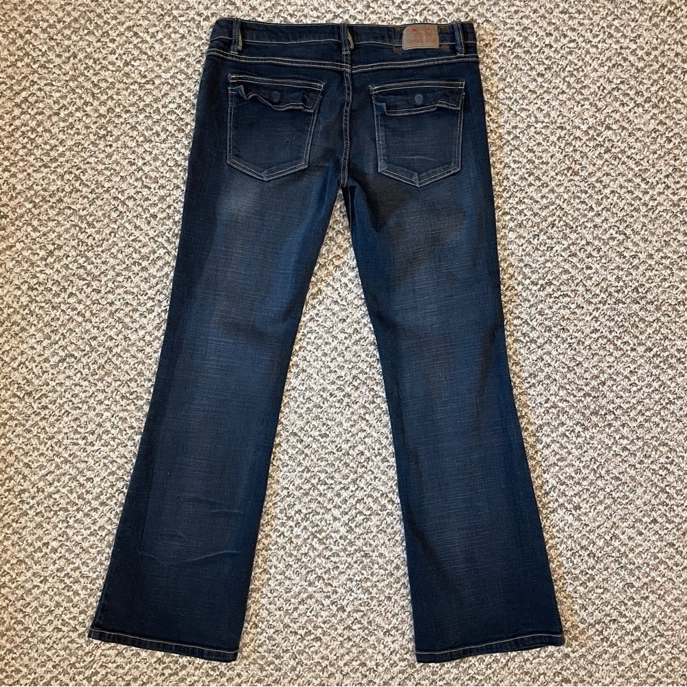 Vintage Retro Fox Low Rise Boot Cut Jeans - Dark Wash Blue - Picture 4 of 16